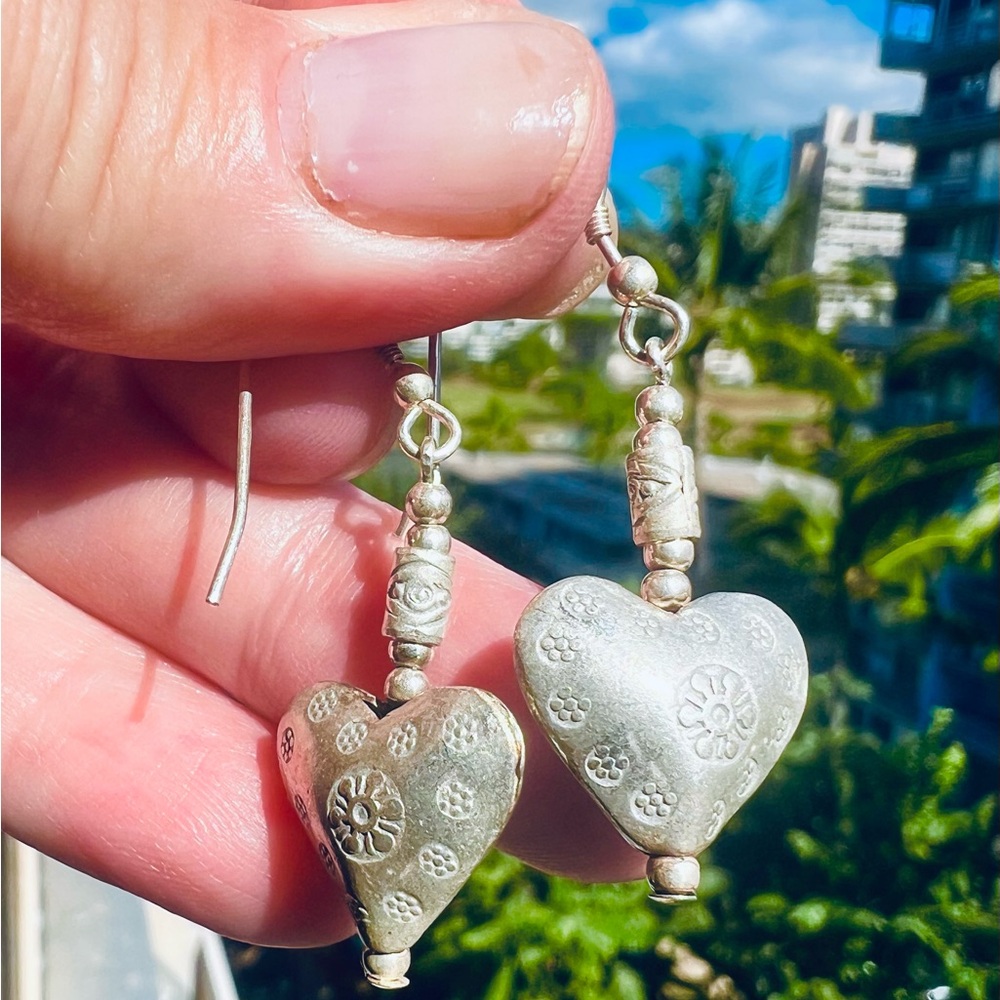 Sterling Silver Heart Dangle Earrings